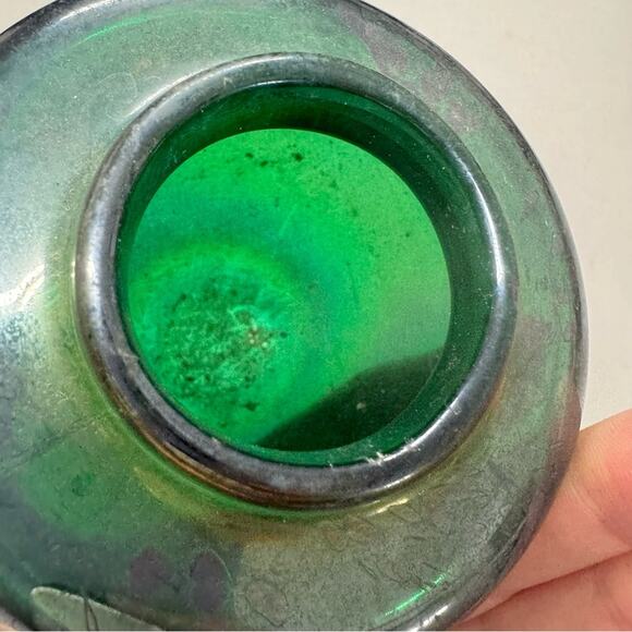 Vintage Green Purple Iridescent Bud Vase Small Home Decor 90s Damaged - Picture 3 of 8